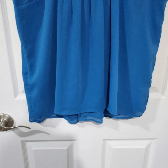Lane Bryant Blue Chiffon Babydoll Short Sleeve Blouse in Size 18/20 - Picture 10 of 12